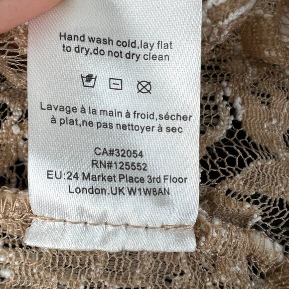 ANTHROPOLOGIE DOLAN Sheer Ivory Lace Puff Sleeve Mock Neck Blouse Top Size M NEW - Picture 13 of 13